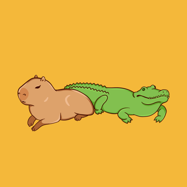 Capybara with a crocodile by manydoodles