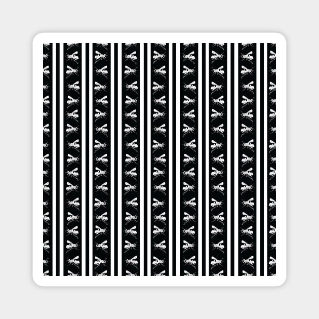 Black and White Striped Bee Print Magnet by annaleebeer