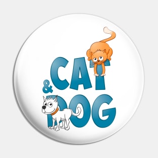 Funny Cat and dog illustration. Pin