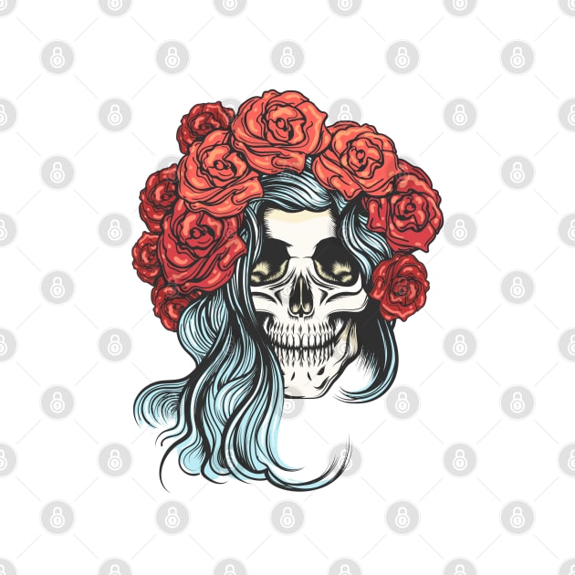 Skull in Rose Wreath by devaleta
