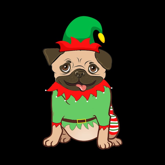 Pug In Elf Costume Christmas by Danielsmfbb