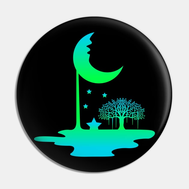 Melting Moon at Night Pin by RJ-Creative Art