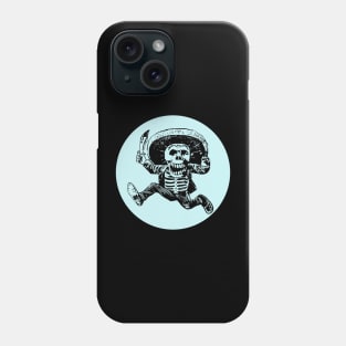 Halloween, Calavera with Machete - Pale Blue and Black Phone Case