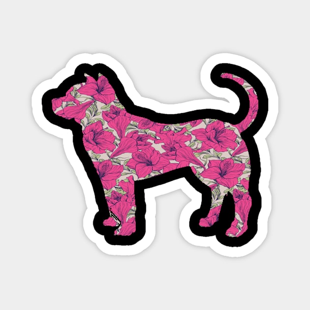 pitbull dog flower seamless floral pattern Magnet by T-shirt verkaufen