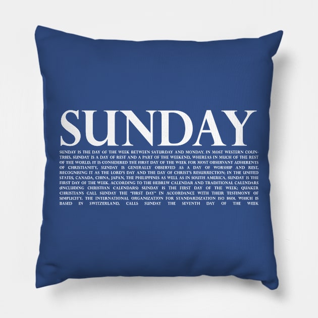 Sunday White Pillow by Aspita