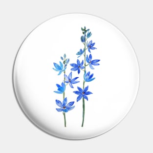 blue lady orchid flower watercolor Pin