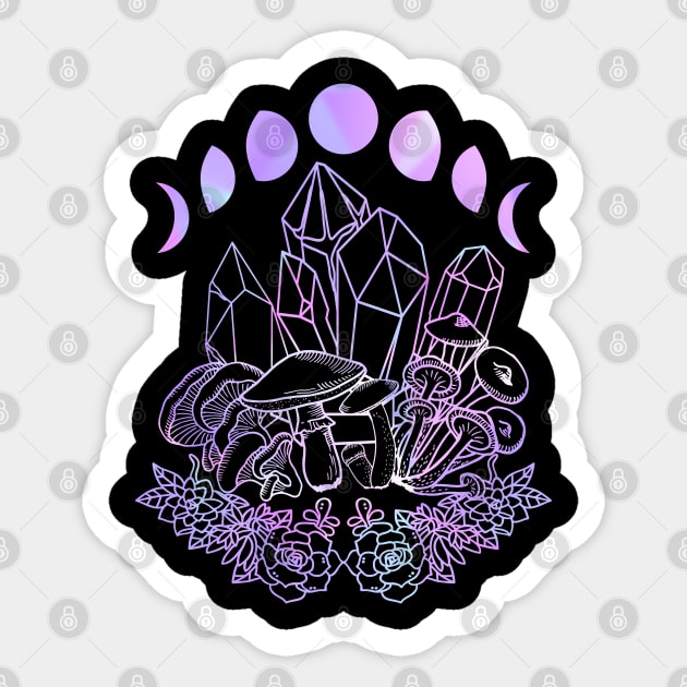 Moon Phases Crystals Mushrooms Succulents Witchy - Witchy - Sticker