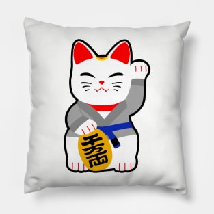 Jiu jitsu maneki neko bjj blue belt Pillow