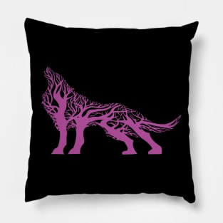 Wolf tree blend cute cool colorful Pillow
