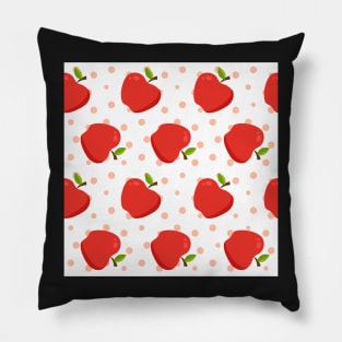 Red Apples and Pink Polka Dots Pillow
