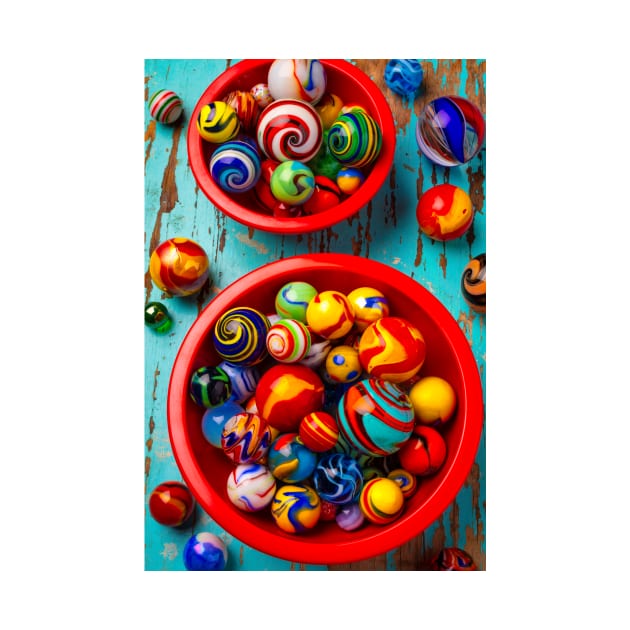 Red Bowls Of Marbles by photogarry