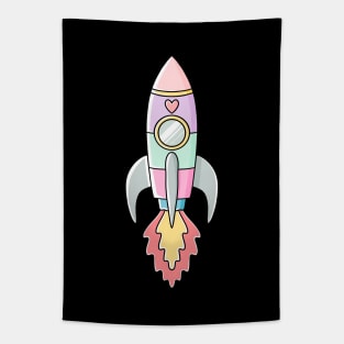 Kawaii Rocket Ship Tapestry