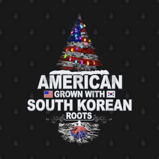 Christmas Tree  American Grown With South Korean Roots - Gift for South Korean From South Korea by Country Flags