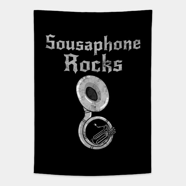 Sousaphone Rocks, Sousaphonist Heavy Rock Brass Musician Tapestry by doodlerob