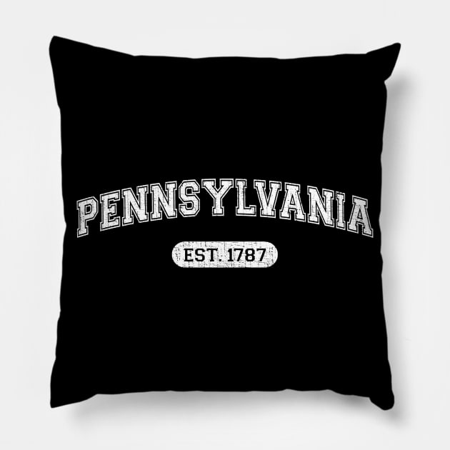 Classic College-Style Pennsylvania 1787 Distressed University Design Pillow by Webdango