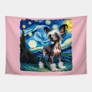 Starry Chinese Crested Portrait - Dog Portrait Tapestry