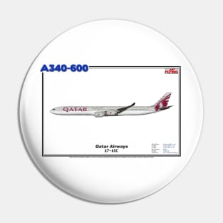 Airbus A340-600 - Qatar Airways (Art Print) Pin