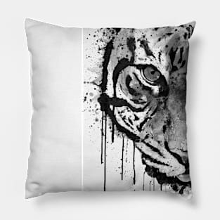 Black And White Half Faced Tiger Pillow