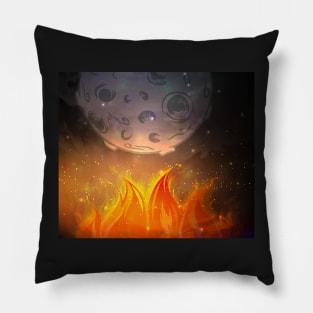 Let it fire to the moon - Fire sign - The Five Elements Abstract  Symbol Pillow