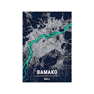 Bamako Blue Dark Color City Map T-Shirt