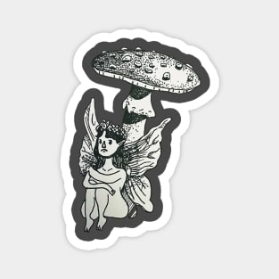 fairy under her mushroom contemplating life Magnet