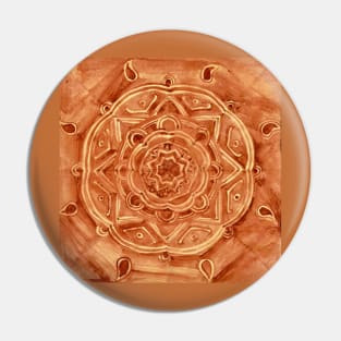 Wood Relief Watercolor Mandala Pin