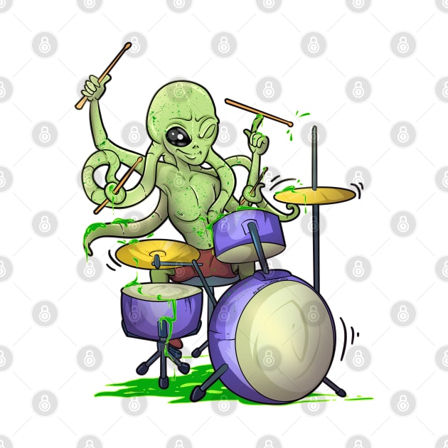 Drum Playing Squid Alien by Trendy Black Sheep