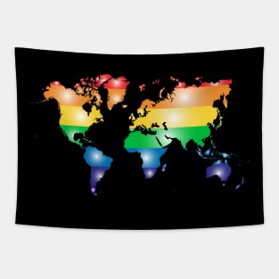 World Map Gay Flag Tapestry