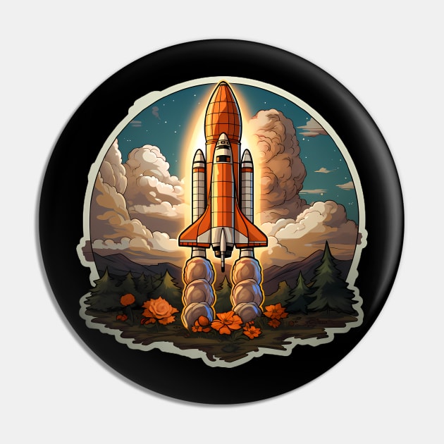 AI Generated Rocketship Pin by Keciu's Shop