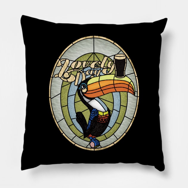 Lovely Day Toucan Pillow by jephwho