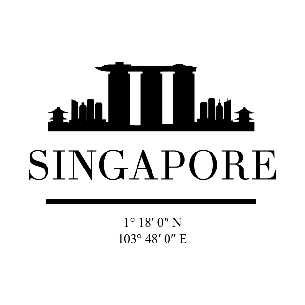 SINGAPORE BLACK SILHOUETTE SKYLINE ART by deificusArt