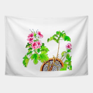 Pink Geraniums Tapestry