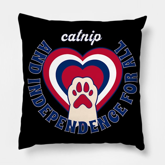 4th of July Independence Day Funny Design for Cat Lovers Pillow by EndlessDoodles