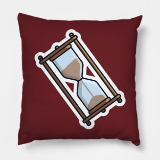 Hourglass with Sand Countdown Sticker design vector illustration. Business and time object icon concept. Sandglass with sand inside to measure time sticker design icon with shadow. Pillow