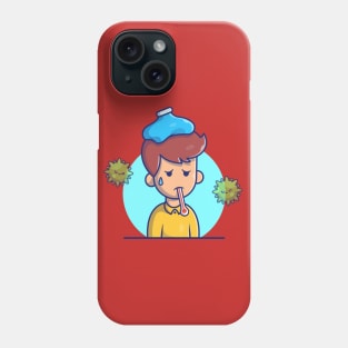 Boy with Fever And Flu Cartoon (3) Phone Case