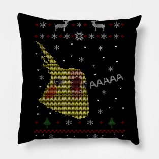 Cockatiel ugly Christmas sweater #2 Pillow