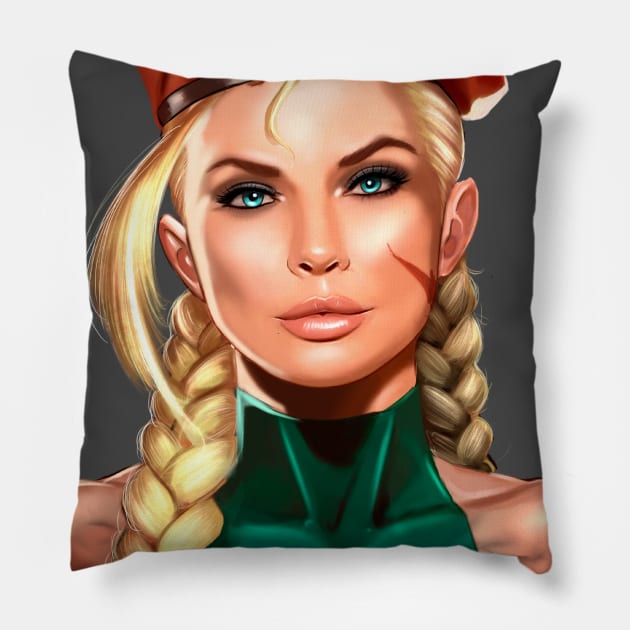 CAMMY WHITE PORTRAIT (STREET FIGHTER) Pillow by Killbiroarts