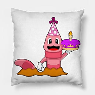 Worm Birthday Cake Candle Pillow