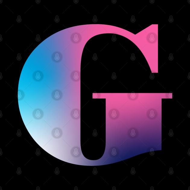 Capital Letter G Monogram Gradient Pink Blue White by Terriology