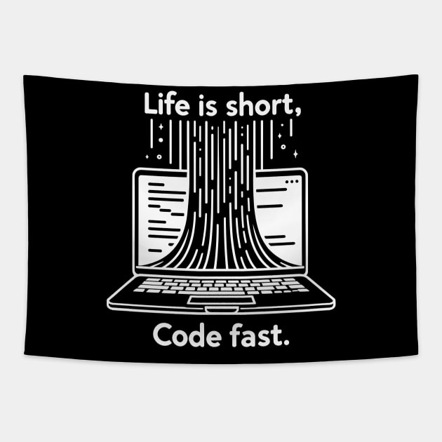 Life is Short Code Fast Tapestry by Francois Ringuette