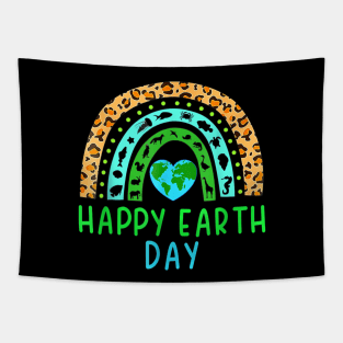 Happy Earth Day Cute Rainbow Earth Lover Men Women Kids Tapestry