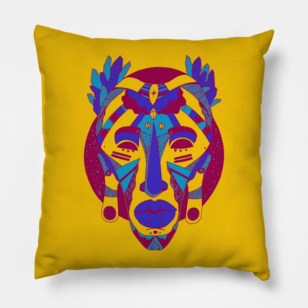 Triad African Mask 1 Pillow by kenallouis