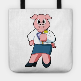 Pig as Secretary with Skirt Tote