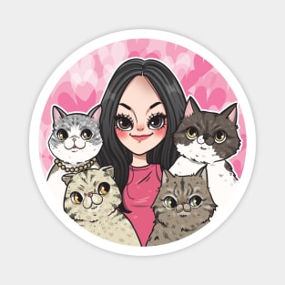 Girl lover cat family Magnet