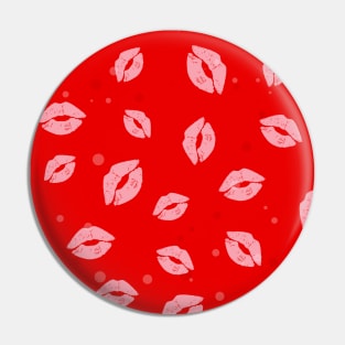 Pink Lipstick Kisses on Red Background Pattern Pin