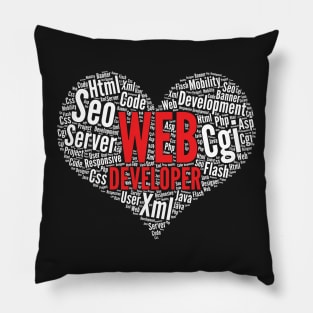 Web developer Heart Shape Word Cloud Design graphic Pillow