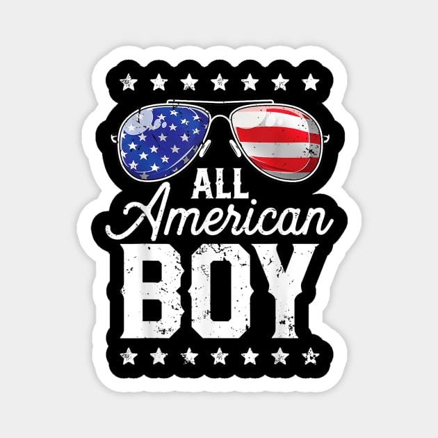 All American Boy 4th of July Boys Sunglasses Shirt Magnet by julieariasdqr887