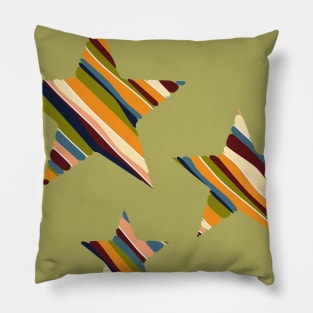 Stars with Wavy Stripes Design Pillow