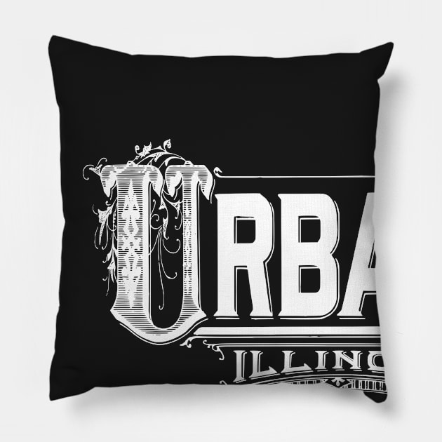 Vintage Urbana, IL Pillow by DonDota