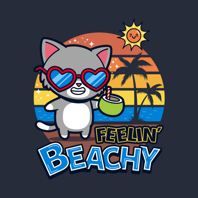 Cute Retro Vintage Cat Chilling On A Beach Funny Punny Meme by Originals By Boggs